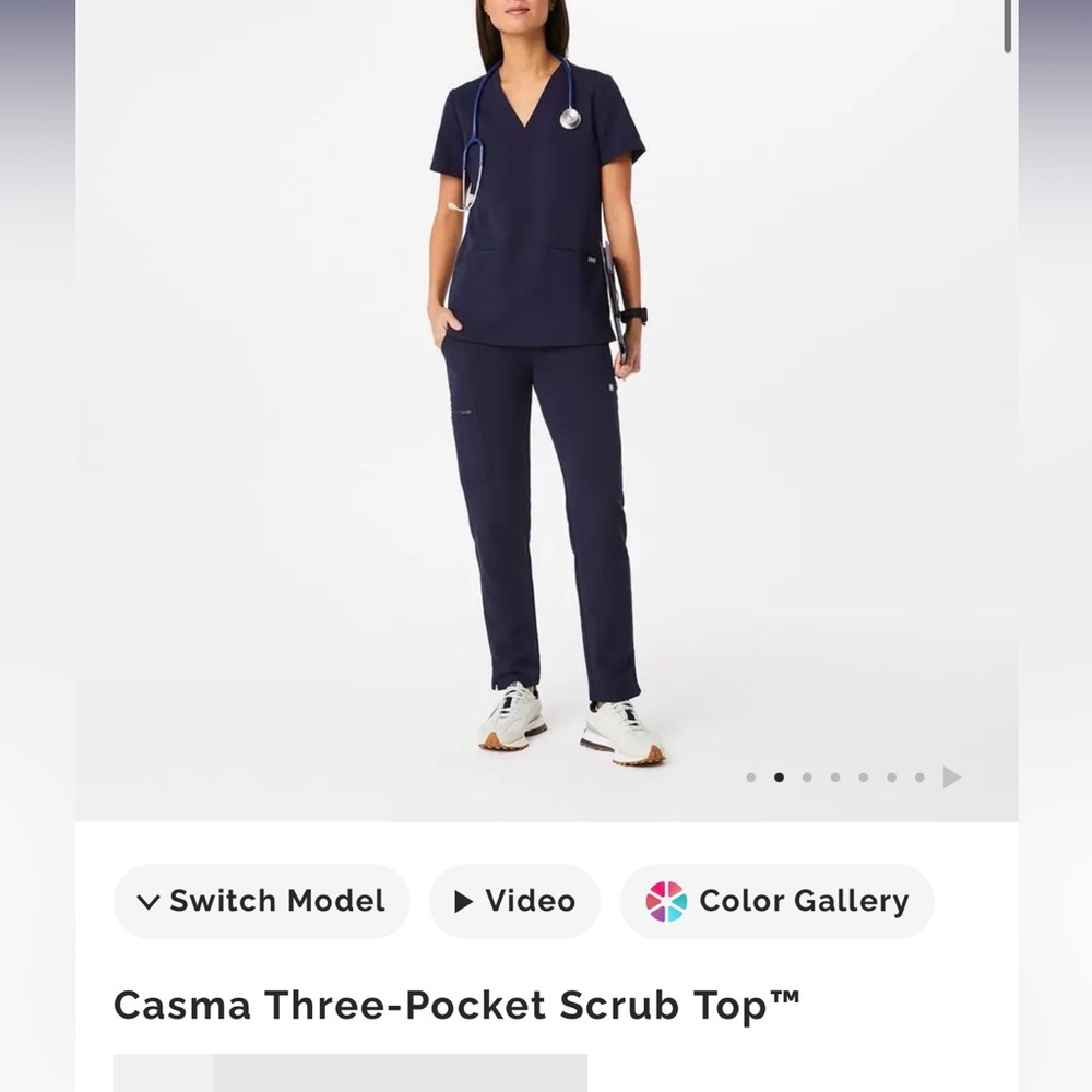 Figs CASMA Women's Navy Blue Scrub Top